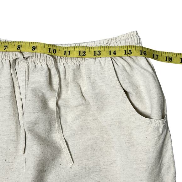 Lemon Grass Pants Capri Size Large Beige Cotton Blend Pull On Pockets Boho - Picture 9 of 12